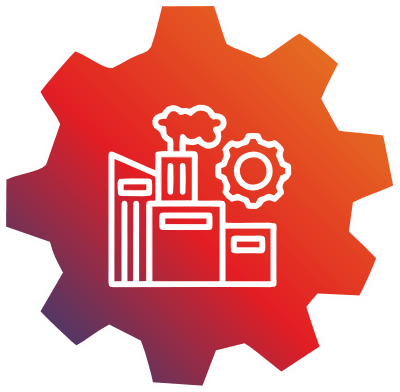 A graphic icon representing industrial performance or product development