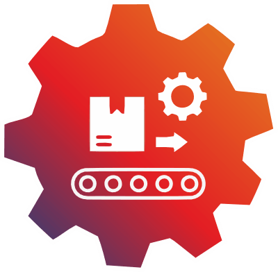 A machinery vector icon often used to represent industrial automation or manufacturing processes